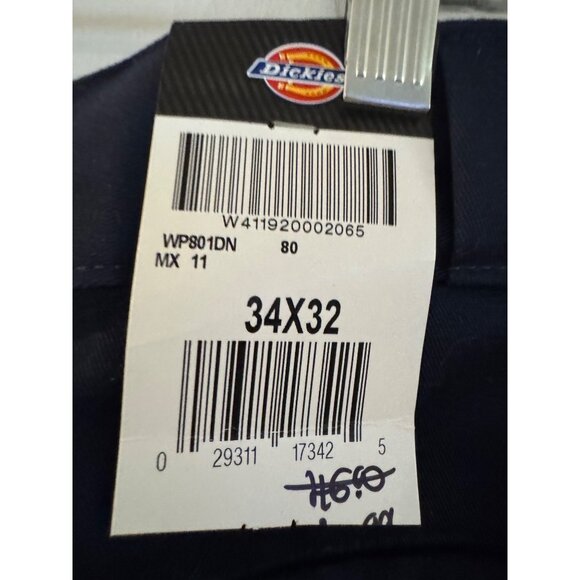 Dickies Flex Skinny Straight Men’s Pants 34X32 Navy Durable Stretch Twill - Picture 3 of 7